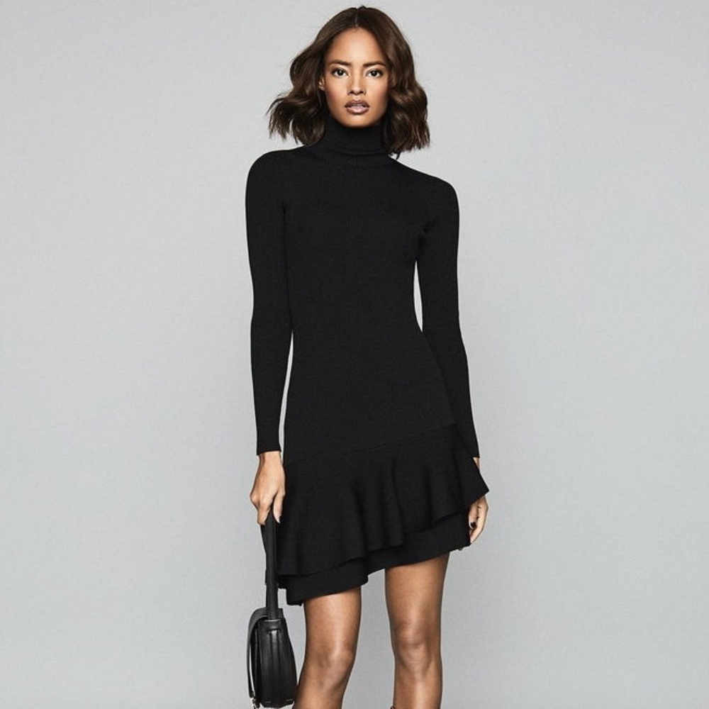 Reiss Black Ruffle Dress